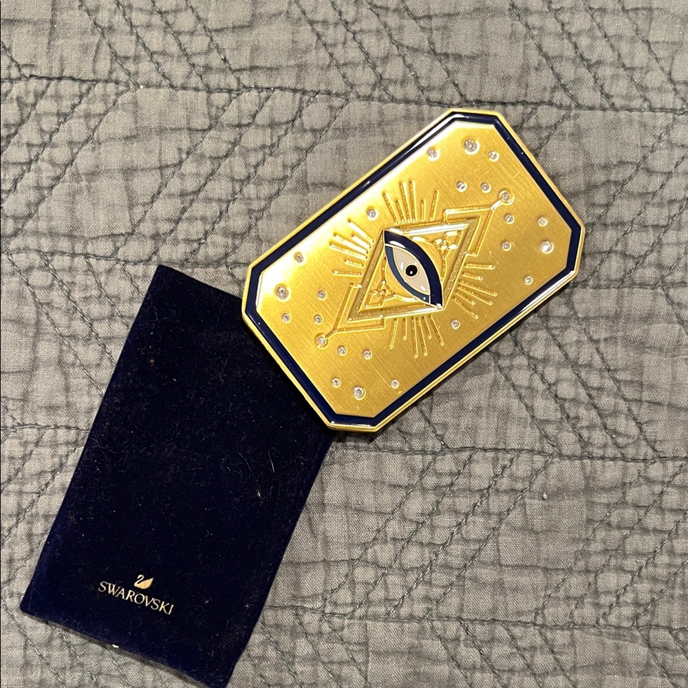 Swarovski Gold Compact with Blue Crystal Eye Design